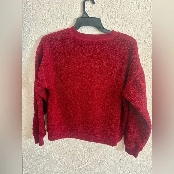 American Eagle Outfitters Red Plush Sherpa Crewneck Sweater - Picture 3 of 3